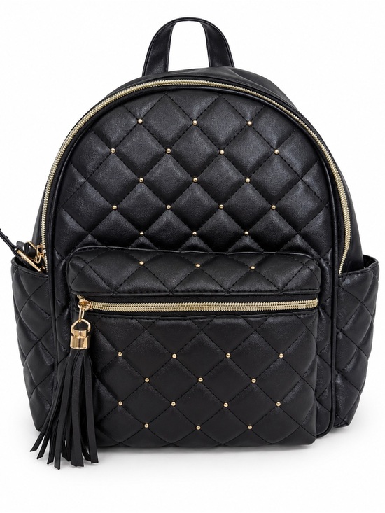 Claire's Handbags - NWT Claire’s Black Quilted Mini Backpack Gold Studded Faux Leather Bag